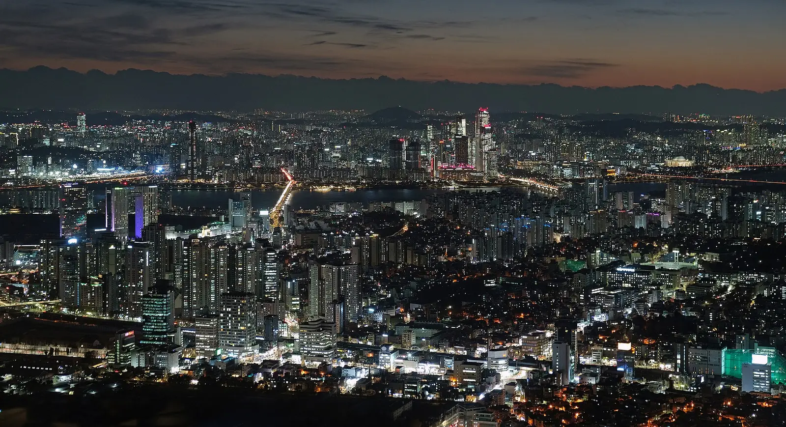 The lights of Seoul at dusk, seen from Namsan
